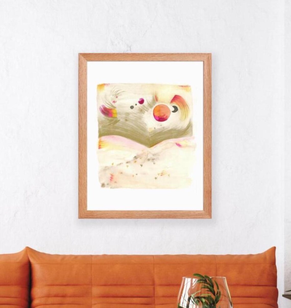 Abstract Watercolor Sunrise Print Celestial Cosmic Landscape Gallery Wall Art