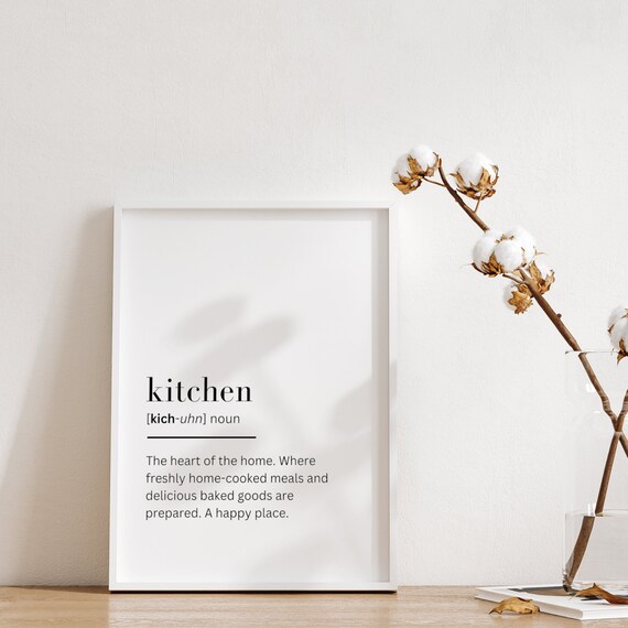 Kitchen Definition Dictionary Style Minimalist Cooking Decor Print