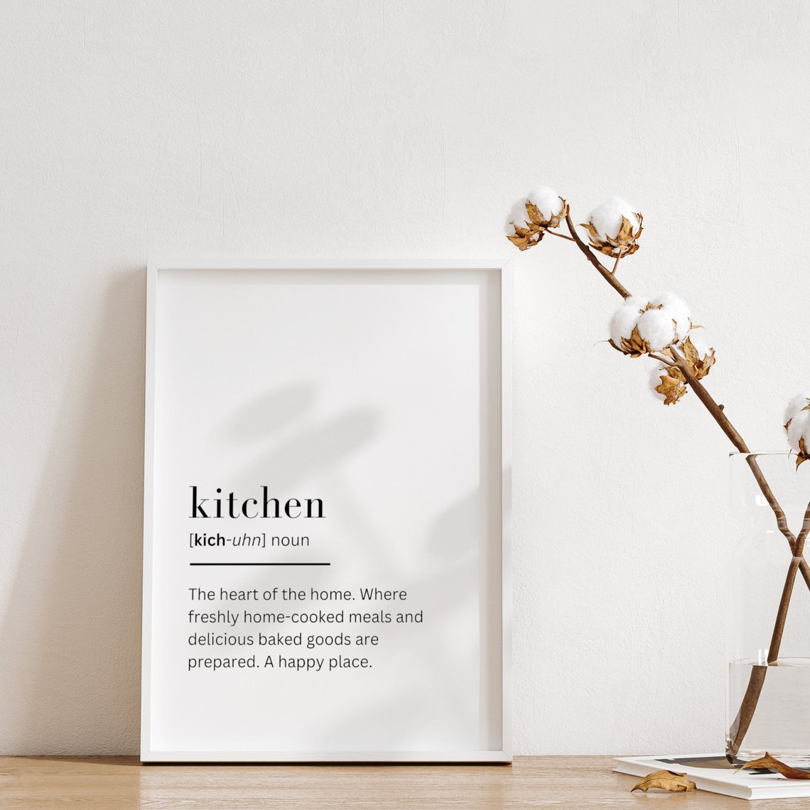 Kitchen Definition Dictionary Style Minimalist Cooking Decor Print