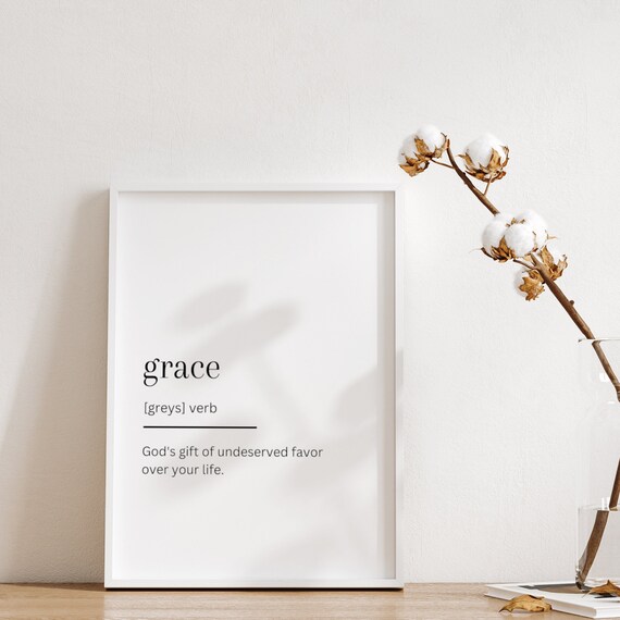Grace Definition Dictionary Style Minimalist Faith Gift Print