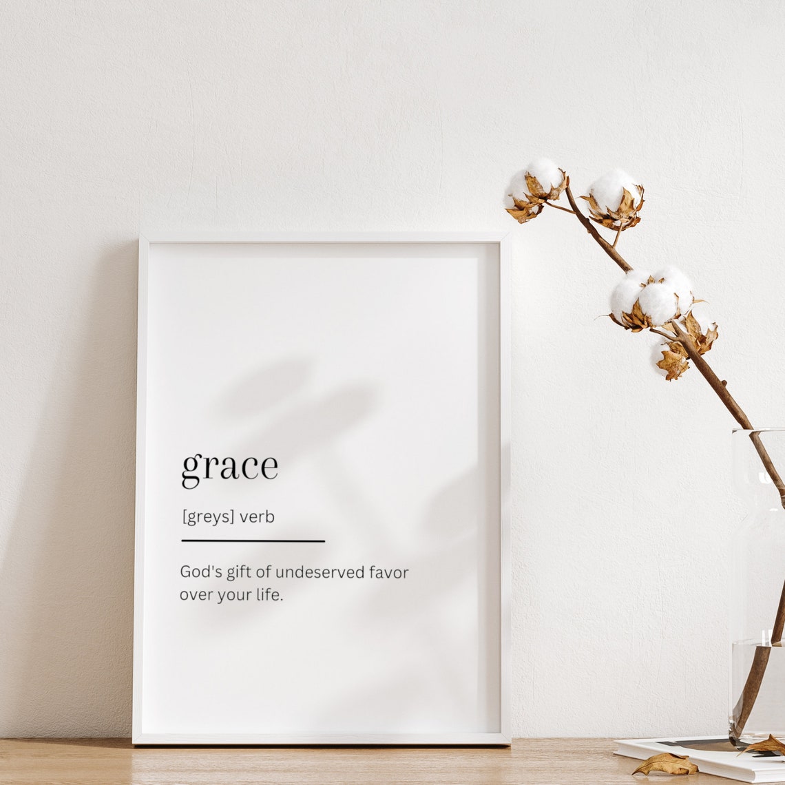 Grace Definition Dictionary Style Minimalist Faith Gift Print
