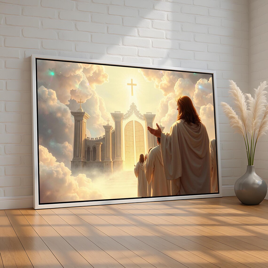 Jesus Welcoming Souls At Golden Gates Of Heaven Christian Poster
