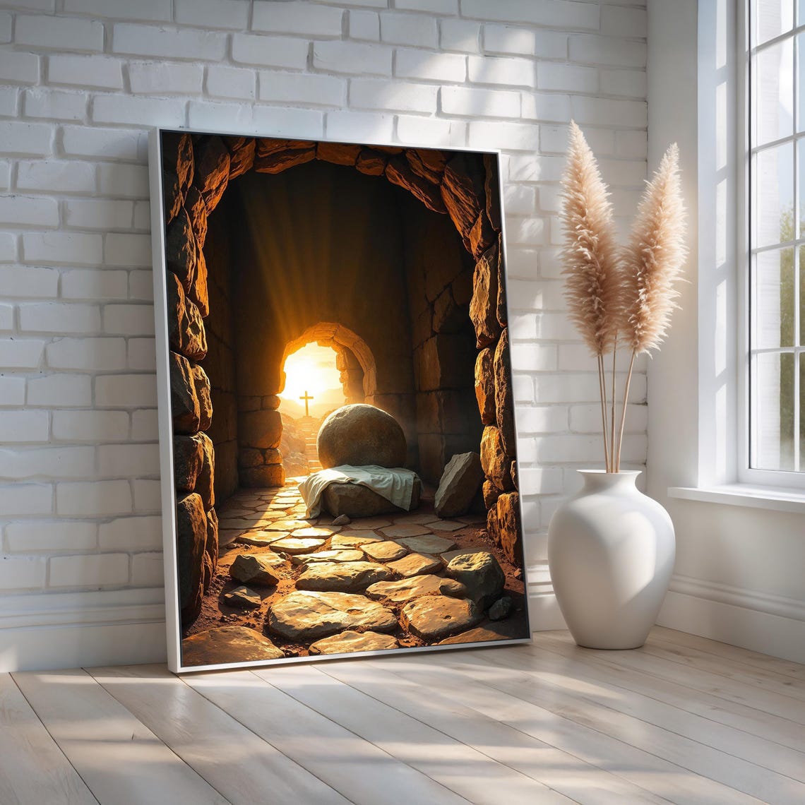 Empty Tomb Christian Canvas He Is Risen Resurrection Wall Poster