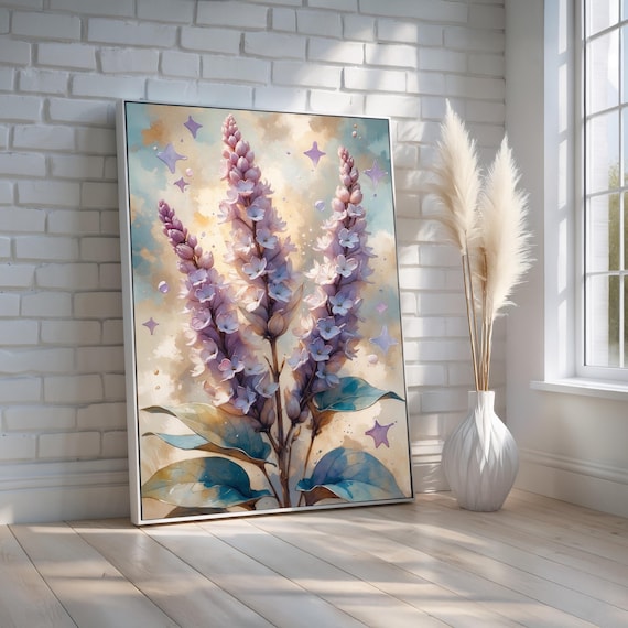 Dreamy Pink Lilac Watercolor Floral Botanical Spring Art Poster