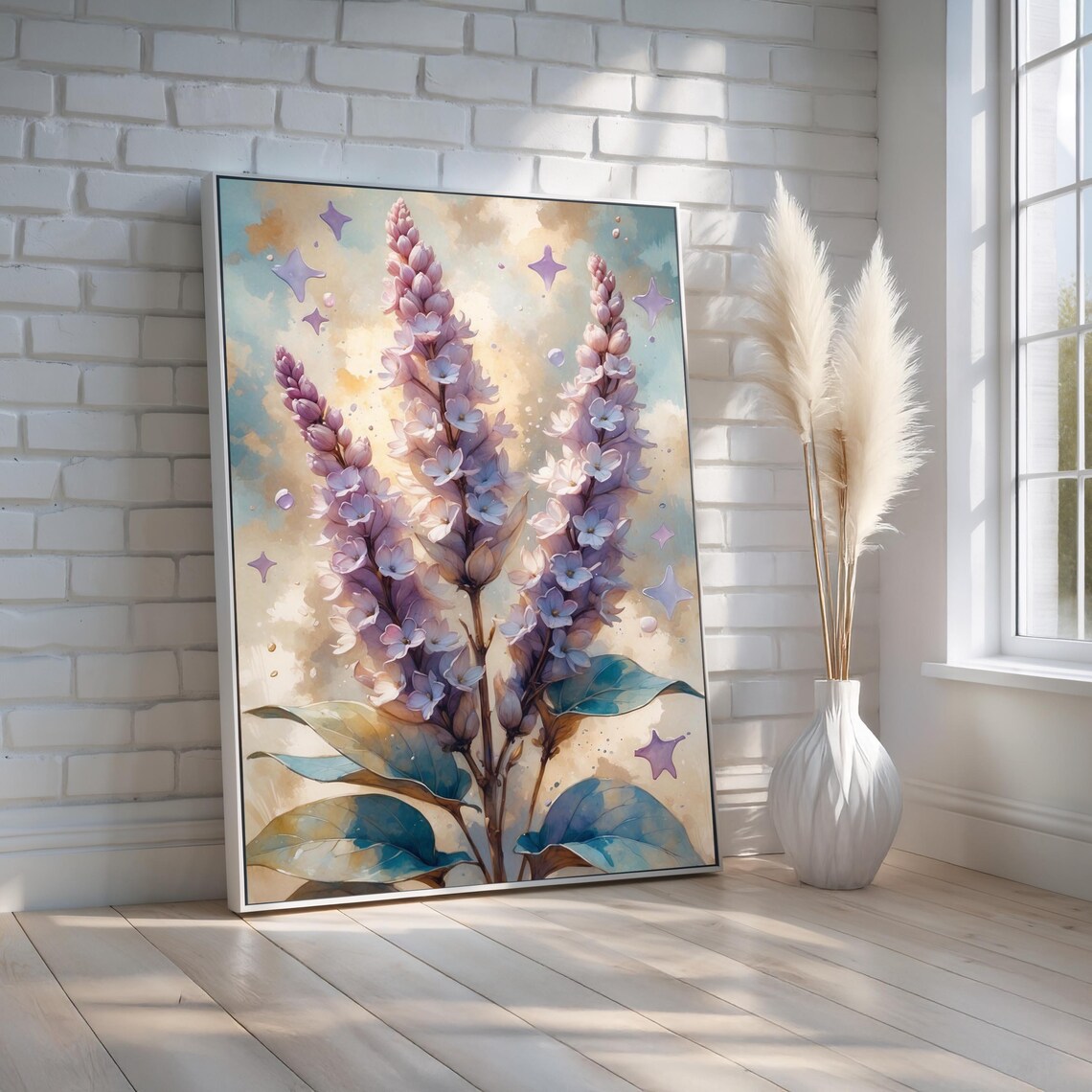 Dreamy Pink Lilac Watercolor Floral Botanical Spring Art Poster