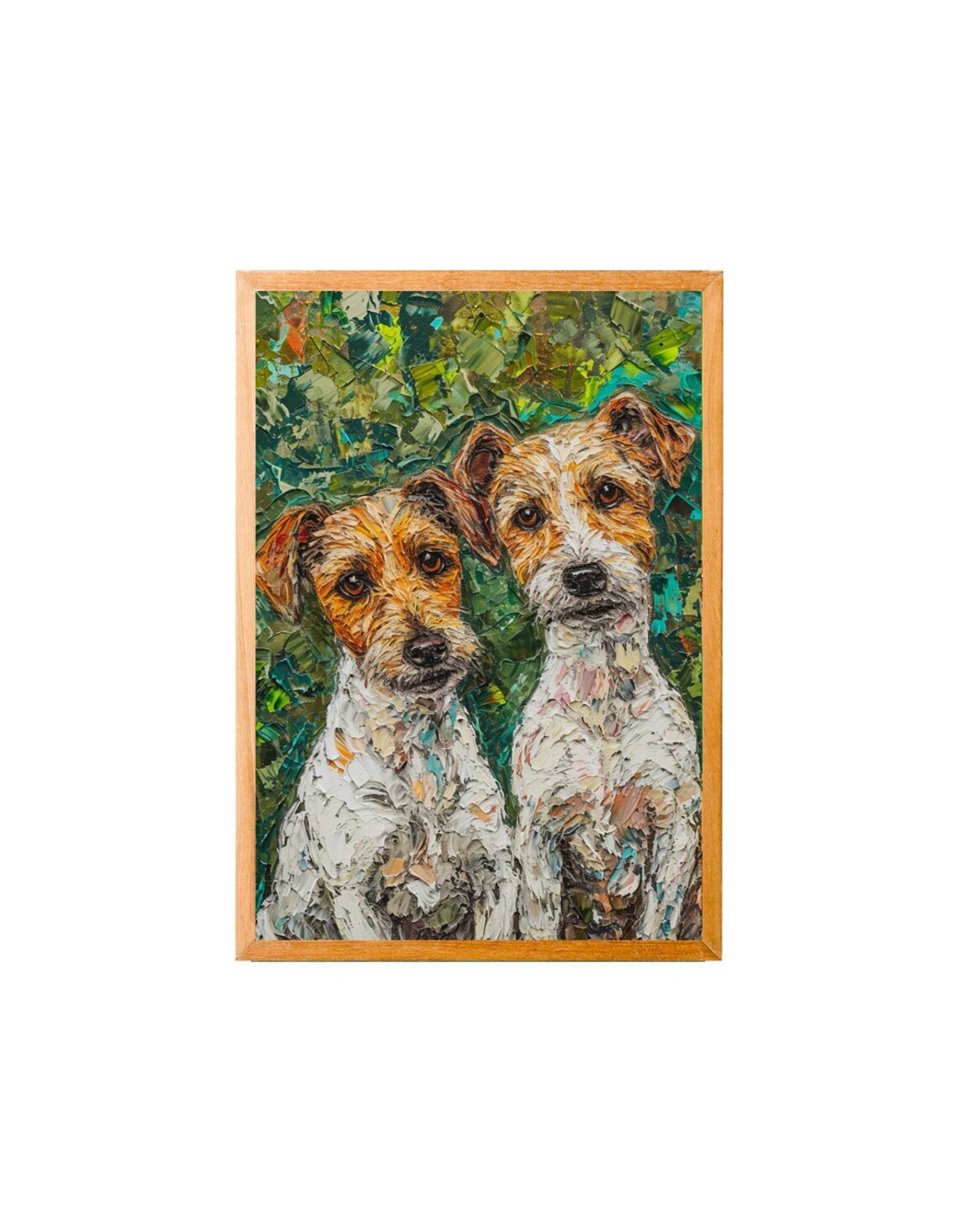 Two Jack Russell Terriers Impasto Oil Painting Style Dog Poster