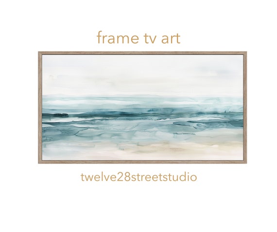 Moody Abstract Art For Tv Tranquil Ocean Scene Tv Decor Frame Tv Art Beachhouse Tv Abstract Watercolor Art For Tv