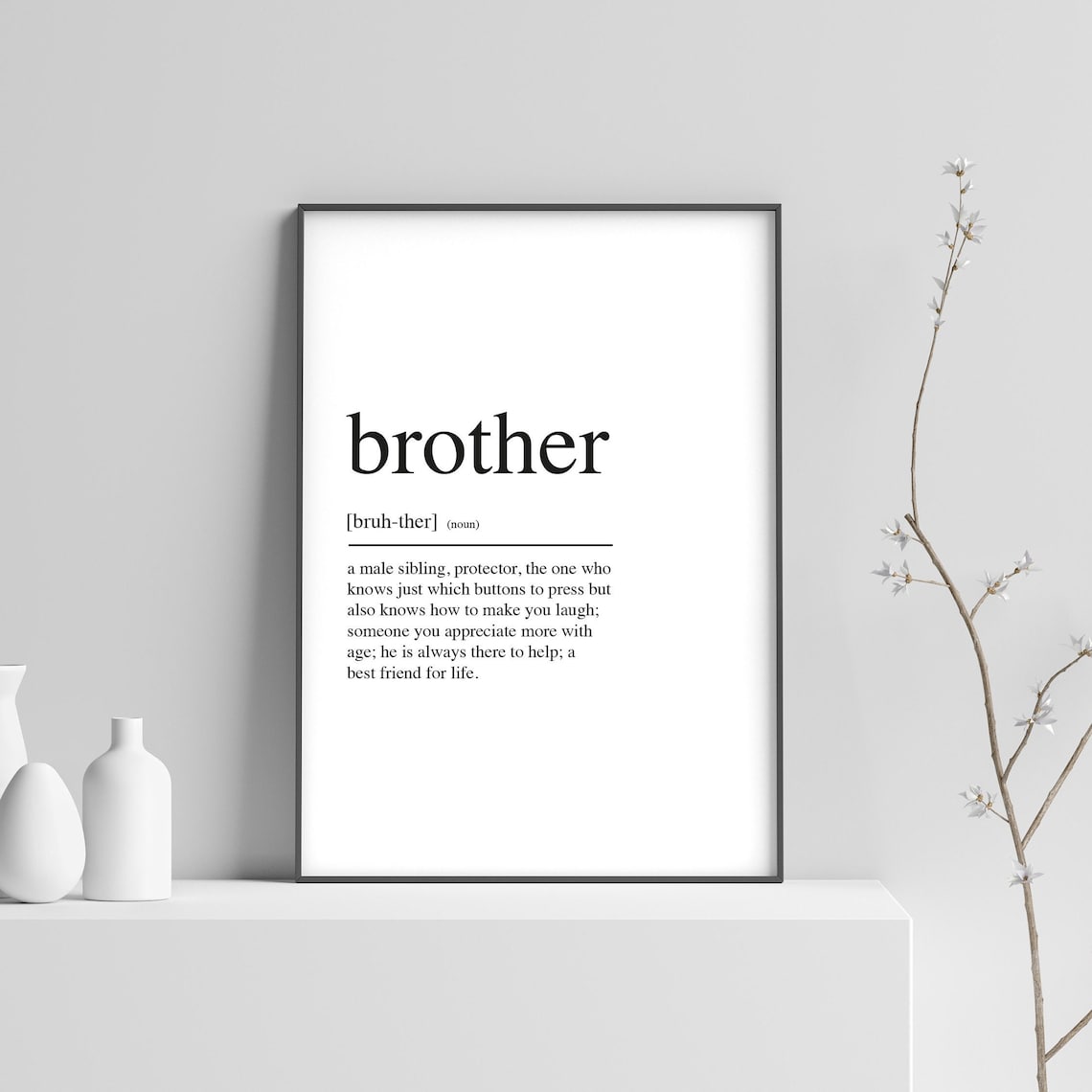 Brother Definition Print, Christmas Gift Poster