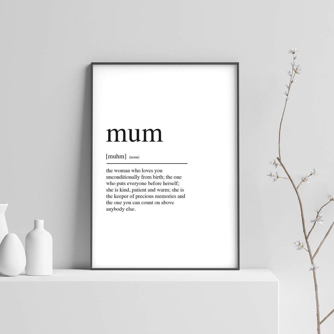 Mum Definition Mother Dictionary Typography Sentimental Gift Print