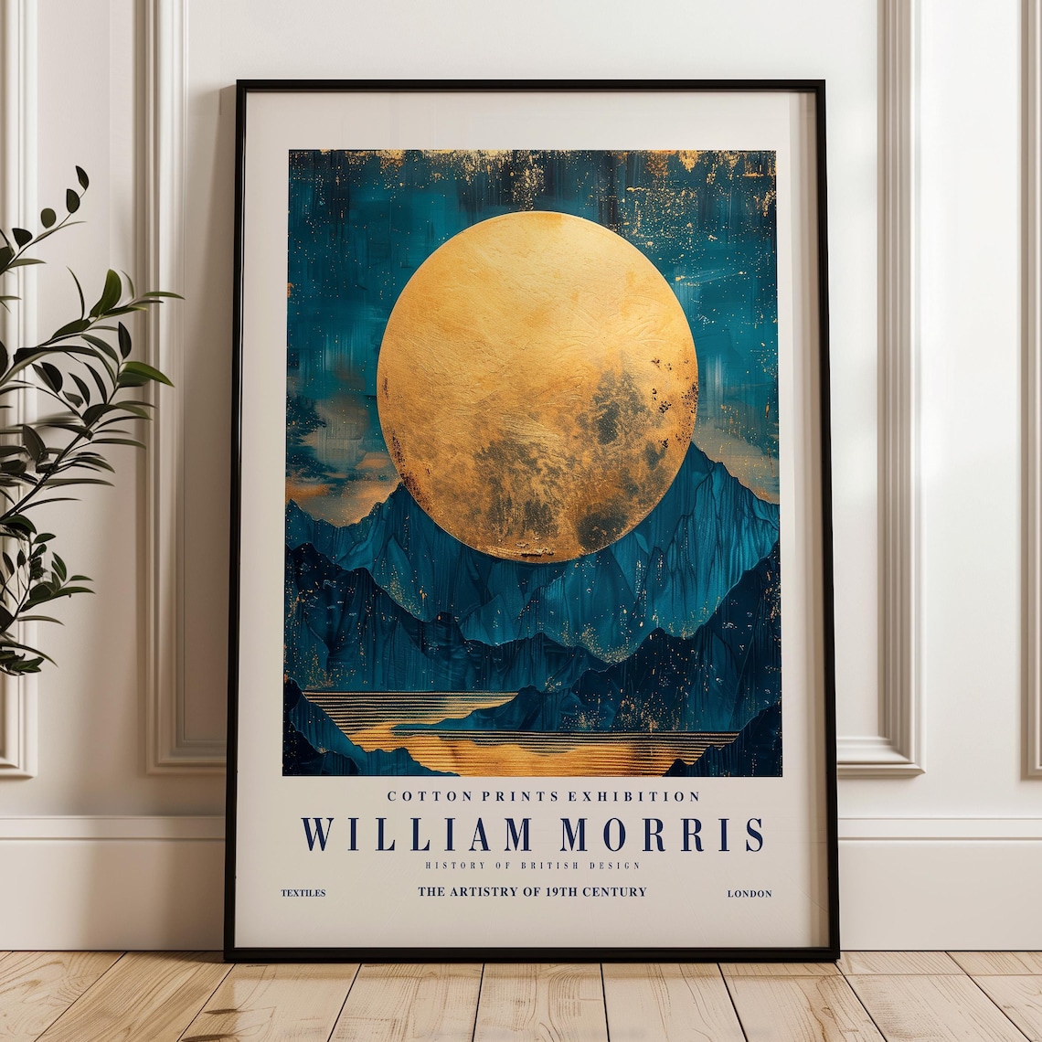 William Morris Print, Mid-Century Modern Moon