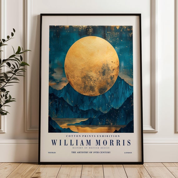William Morris Print, Mid-Century Modern Moon