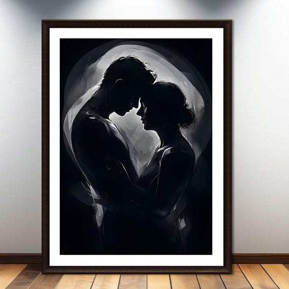 Lovers Touch Wall Art Intimate Illustration Enemies To Couples Gift Romantic Bedroom Poster