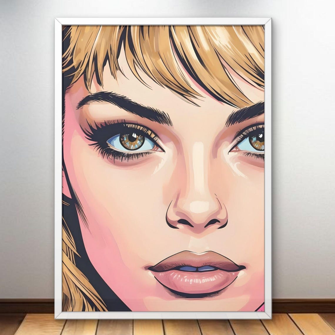 Blonde Retro Pop Art Portrait With Hazel Eyes Modern Style Poster