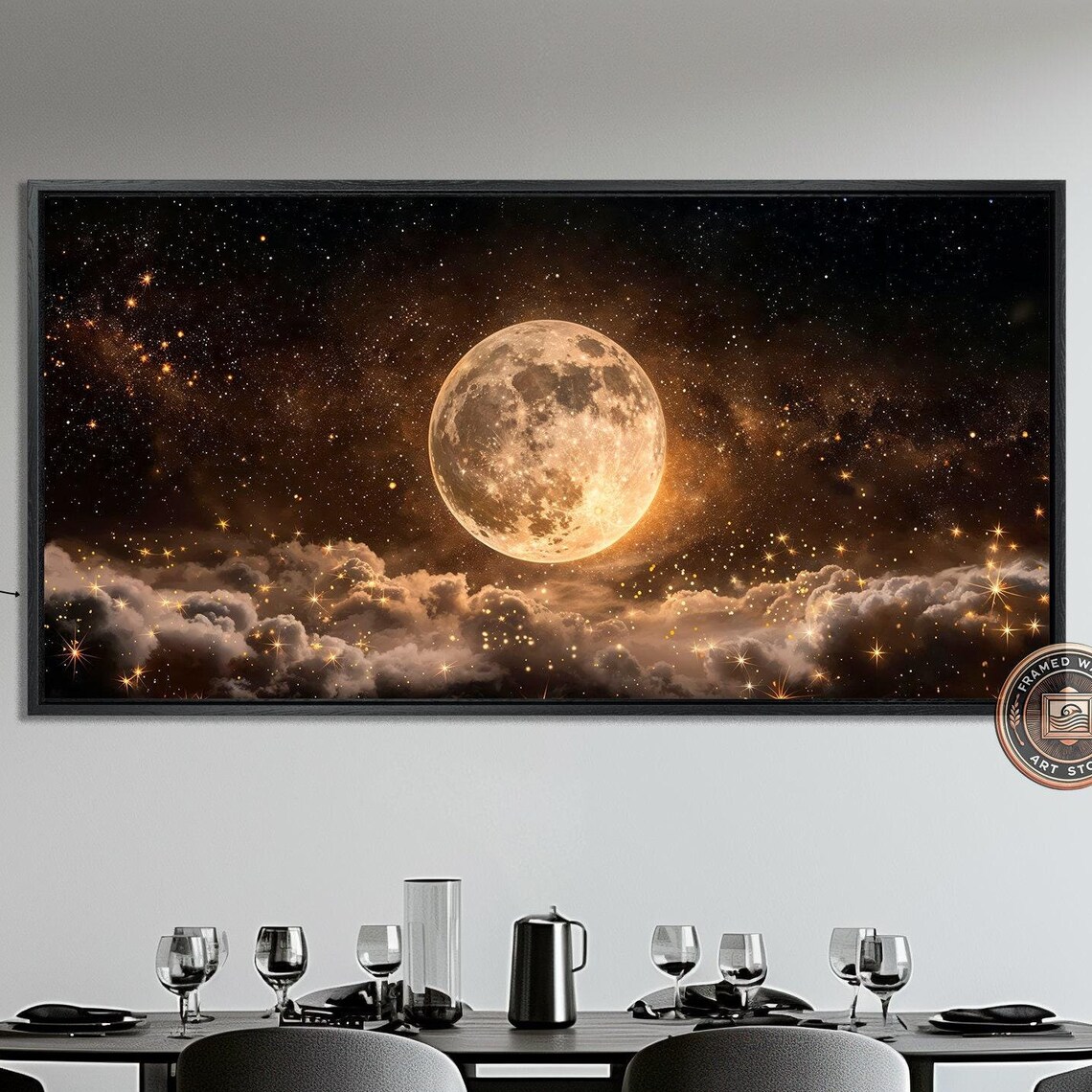 Full Moon in Starry Night Sky Celestial Poster Print