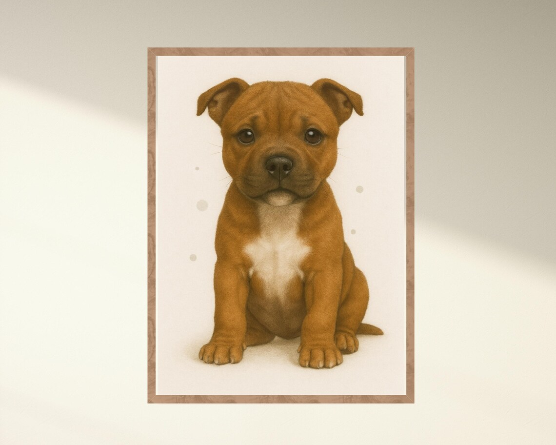 Stafford Bull Terrier, Cute Nursery Dog Art - Image 4