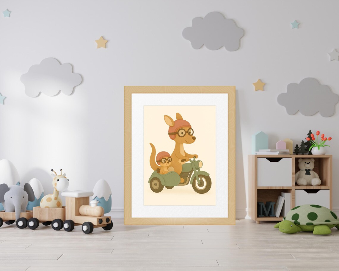 Kangaroo on Retro Motorcycle With Sidecar, Vintage Safari - Image 4