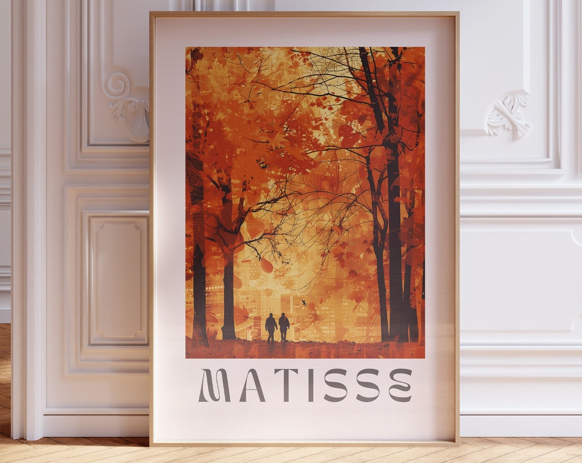 Matisse Golden Autumn Forest Path Two Figures Warm Fall Poster