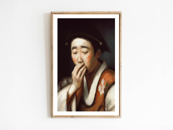 Funny Crying Man Classical Oil Painting Parody Bathroom Humor Poster