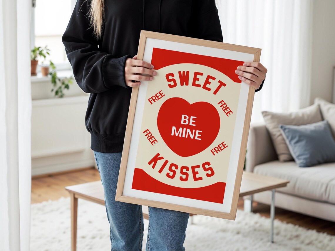 Sweet Kisses Be Mine Vintage Valentine Candy Label Wall Art Poster - Image 2
