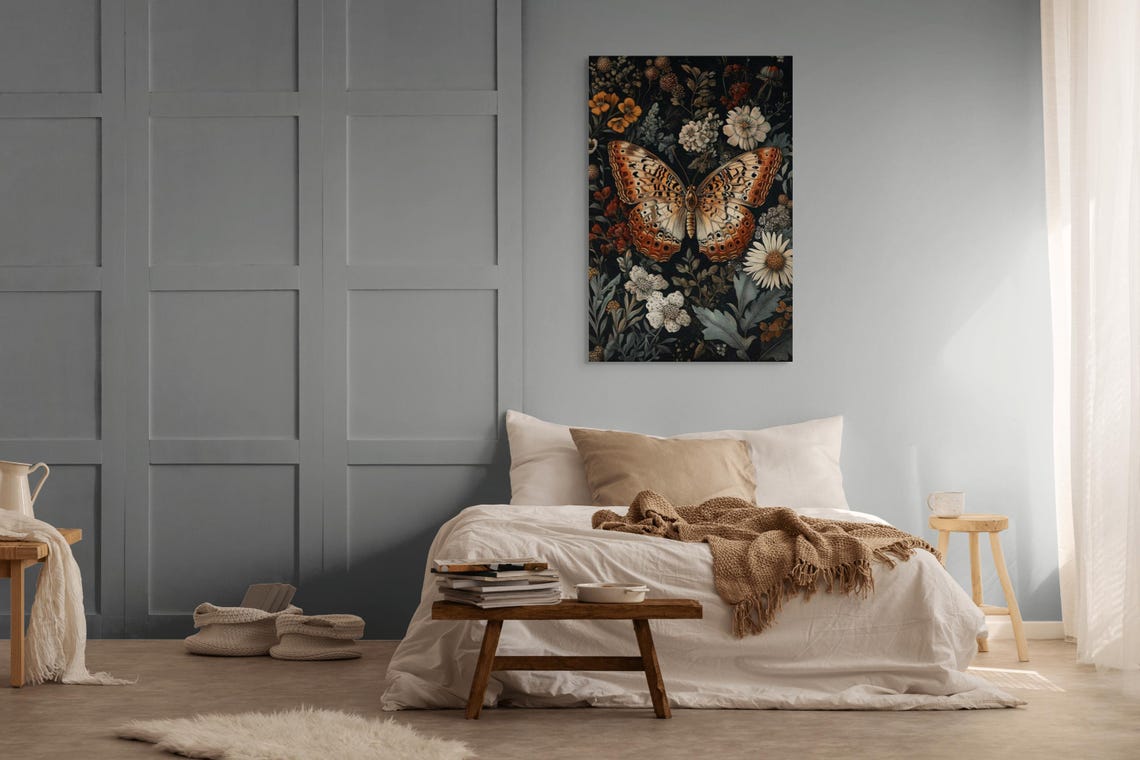 Moody Butterfly Dark Academia Botanical Wildflower Vintage Poster - Image 3