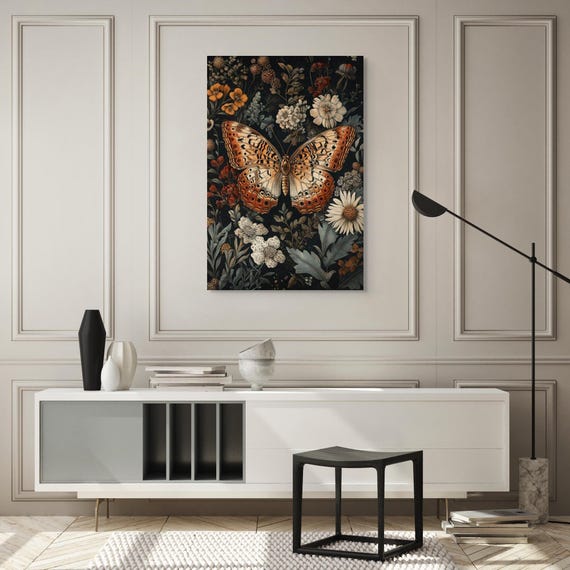 Butterfly Moody Wall Art Aesthetic Wall Art Dark Academia Print Butterfly Artwork Insect Gallery Wall Art