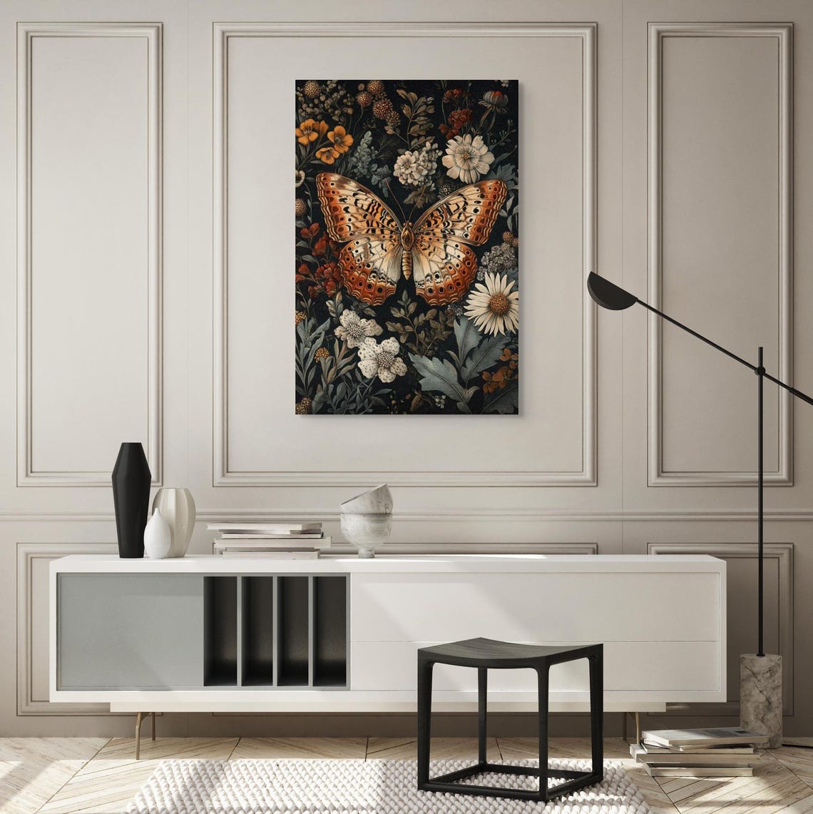 Dark Academia Butterfly Spotted Moth Vintage Botanical Print Poster - Image 5