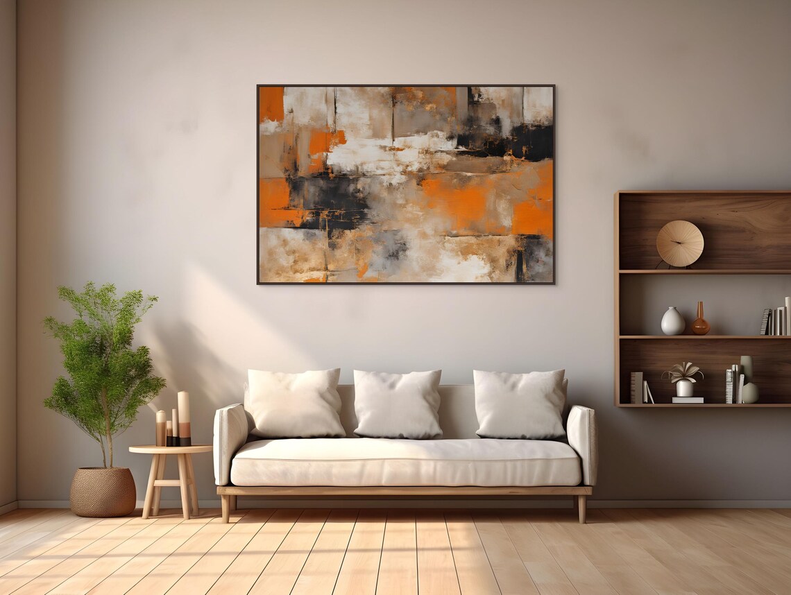 Orange Gold Beige Abstract Wall Art, Modern Art Print - Image 4