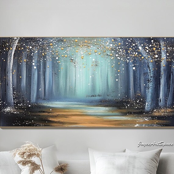 Abstract Forest Oil Painting On Original Green Wall Art Trees Oil Painting Large Living Room Wall Art Texture Wall Art Large Wall Art