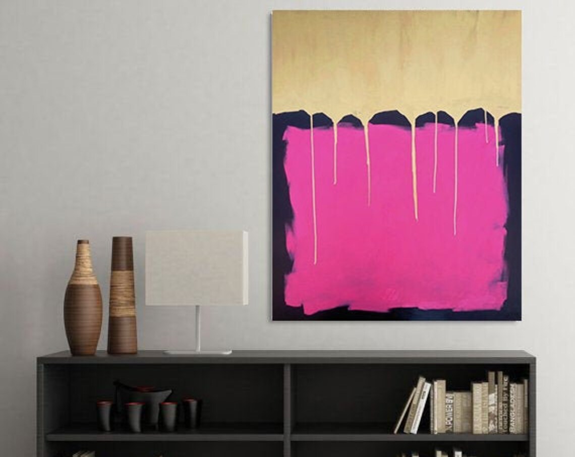 Abstract Oil Painting, Gold and Pink Wall Art Print - Image 6