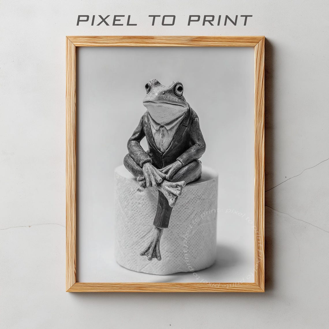 Frog Bathroom Art Dapper Frog Sitting On Toilet Paper Poster