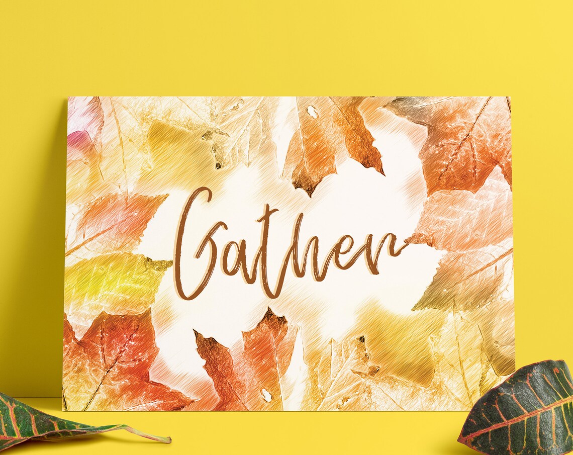 Fall Door Gather Sign Cute Fall Decor Thanksgiving Signs Dining Room Signs Fall Decor Fall Print Gather Print Fall Art - Image 3