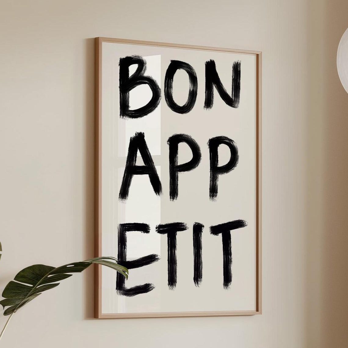 Bon Appetit Brush Letter Typography French Kitchen Quote Decor Poster