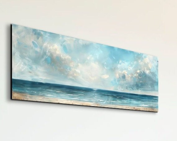 Gentle Soft Impressionistic Seascape with Clouds Over Sand Poster