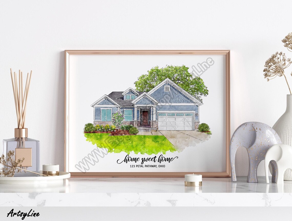 Custom House Portrait - Personalized Home Art