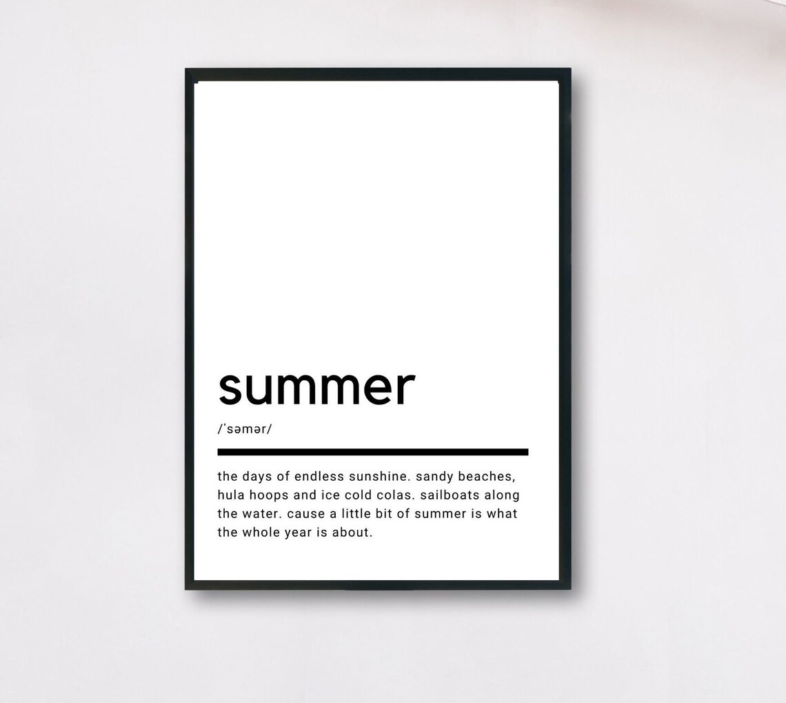 Summer Definition Quote Art Print, Gift Decor