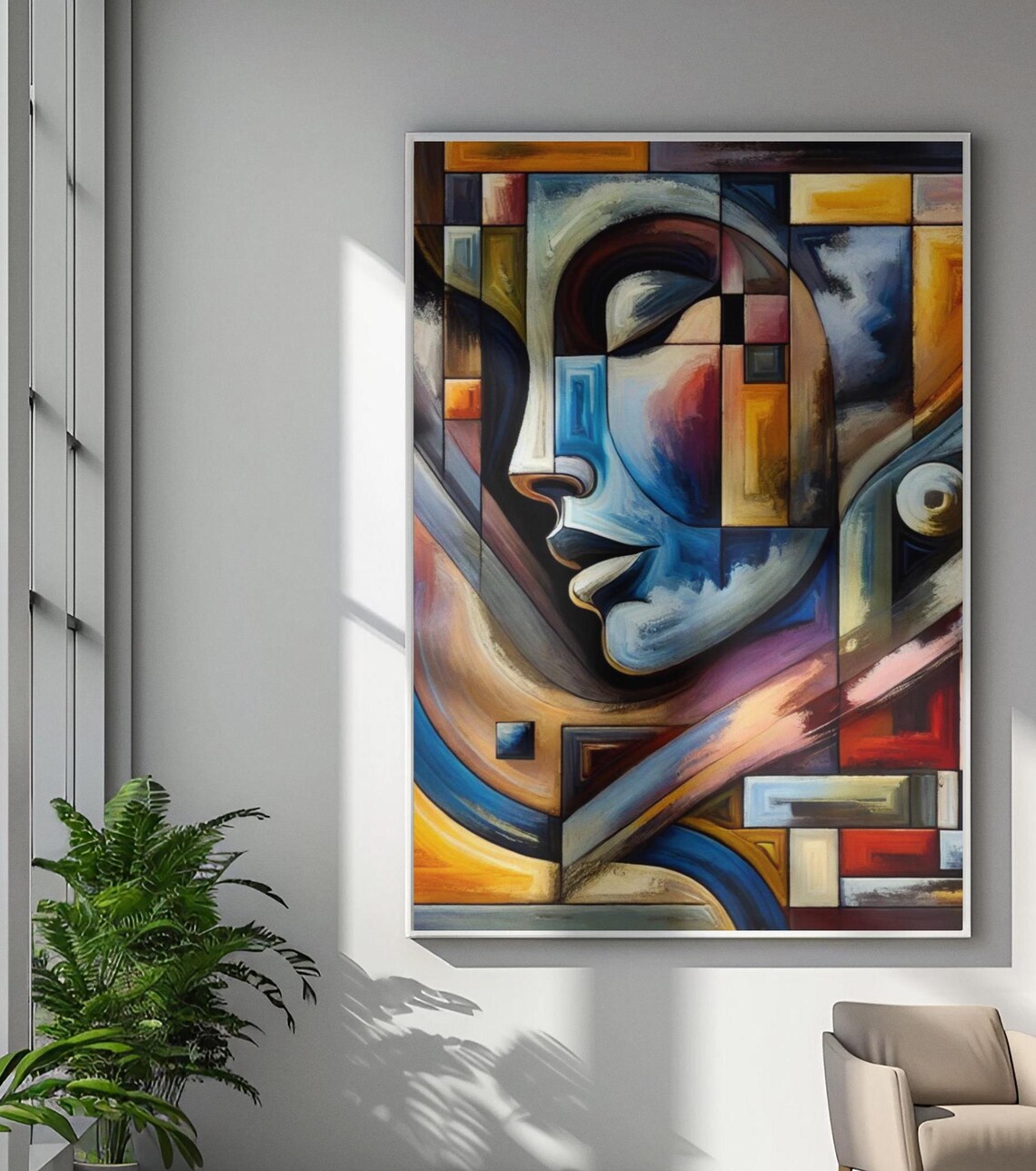 Abstract Cubist Face Art, Modern Geometric Poster - Image 4
