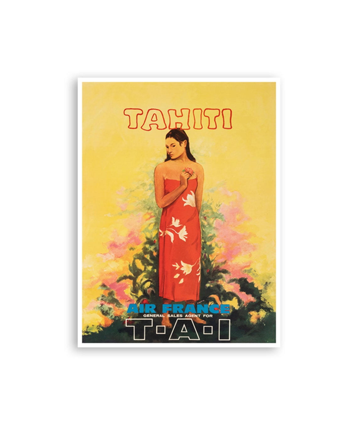 Tahiti Air France T-A-I Vintage Airline Island Beauty Poster