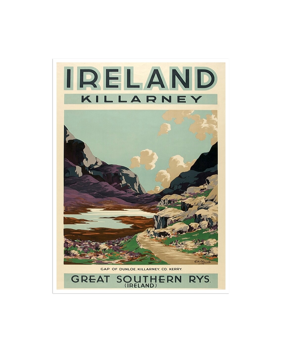 Killarney Ireland Travel Poster, Irish Home Decor