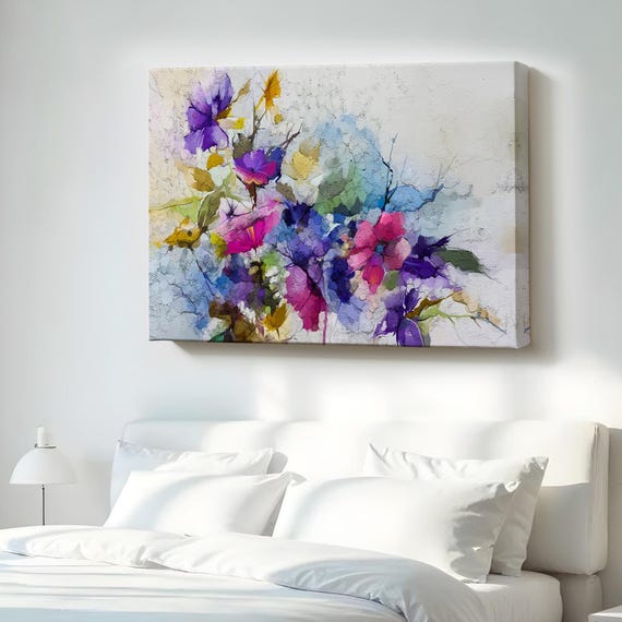 Modern Art Abstract Flowers Decorative Canvas Wall Housewarming Gifts Flower Print Large