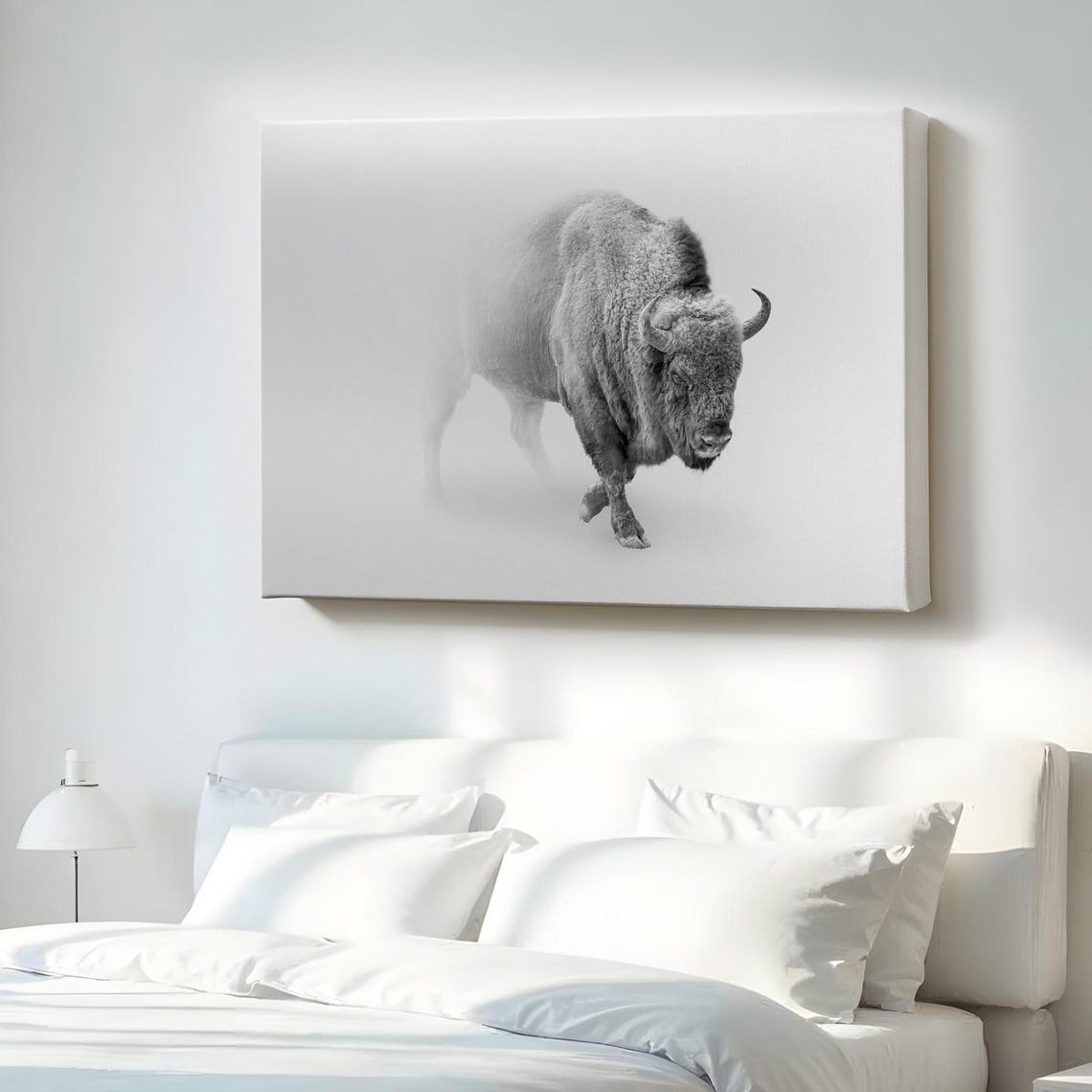 Bison Decorative Canvas Painting Animal Wall Art Decor Modern Framed