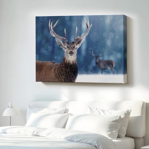 Deer Decorative Canvas Painting Large Wall Art Housewarming Gifts Animal Decor Gift For Nature Enthusiasts