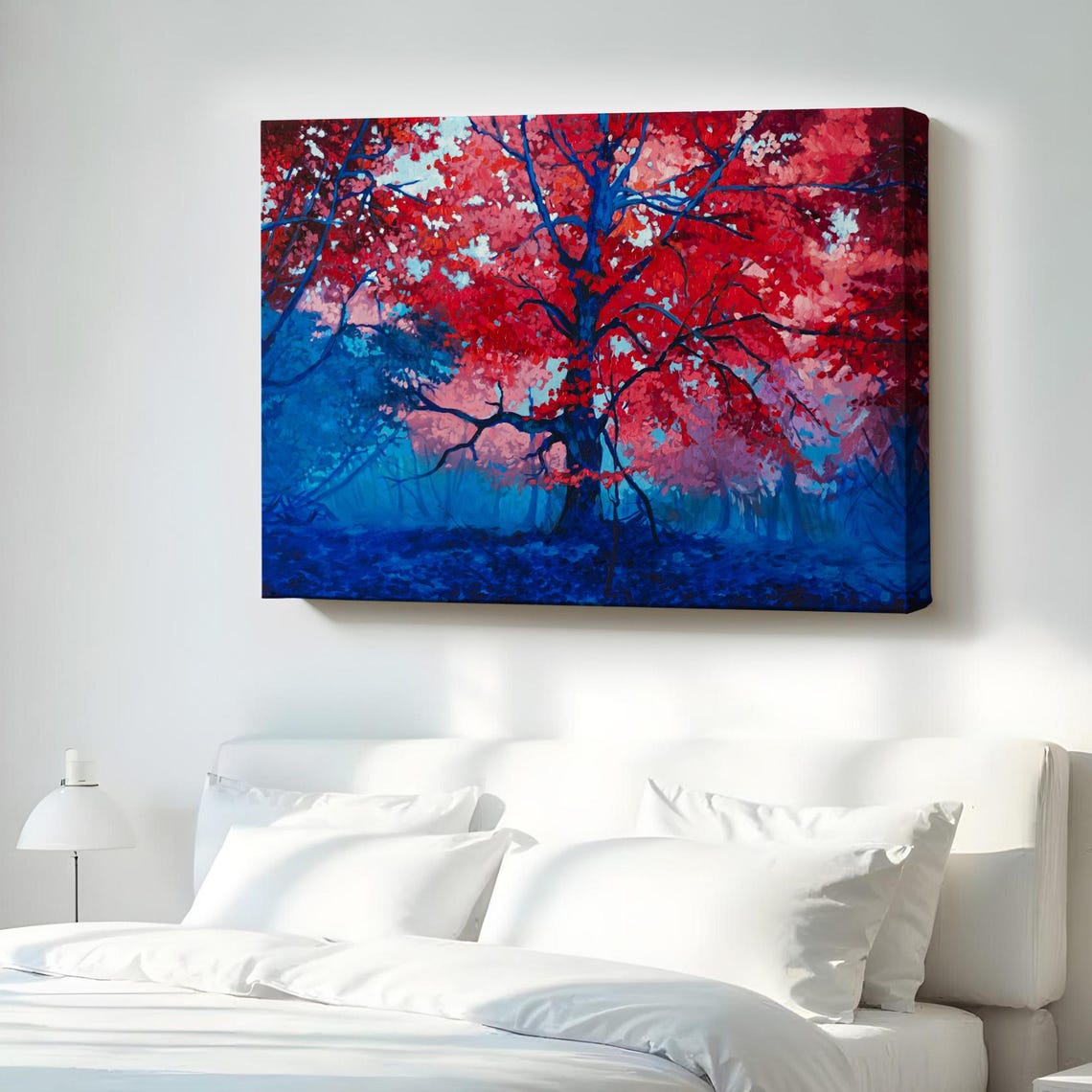 Beautiful Autumn Tree In The Forest Canvas Wall Painting Nature Art Print Decor
