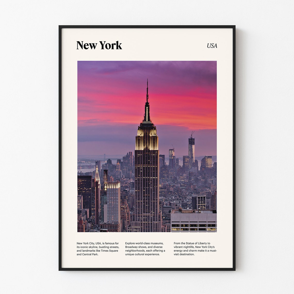New York City Empire State Building Pink Sunset Skyline Poster