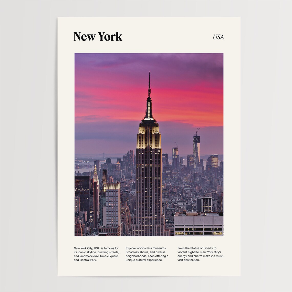 New York City Empire State Building Pink Sunset Skyline Poster - Image 4
