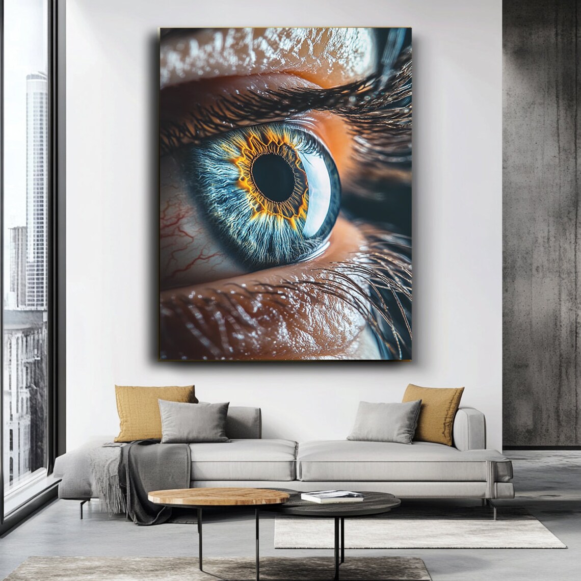 Extreme Close Up Of A Blue And Gold Human Eye Macro Photography Poster - Image 2