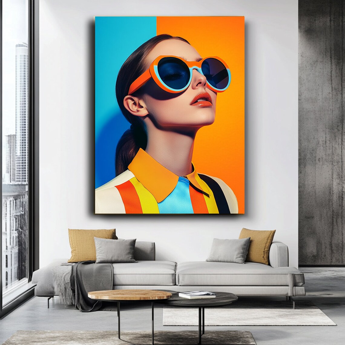 Pop Art Woman With Oversized Orange Sunglasses Bold Retro Fashion Wall Poster - Image 2