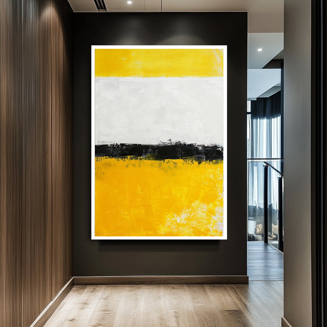 Mark Rothko Inspired Yellow White Black Abstract Colorfield Poster - Image 2