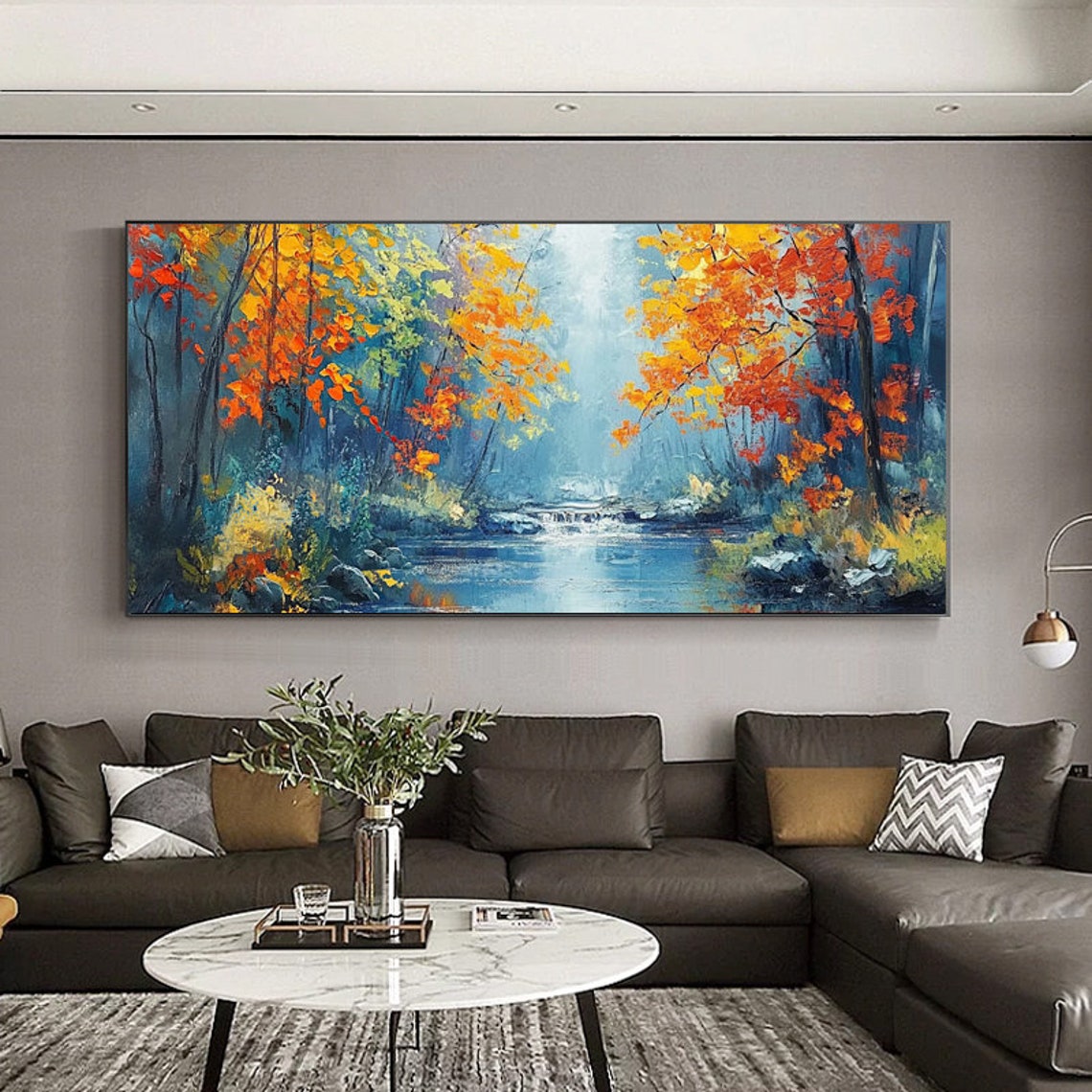 Autumn Forest Stream With Fiery Orange Fall Foliage Scene Poster - Image 3