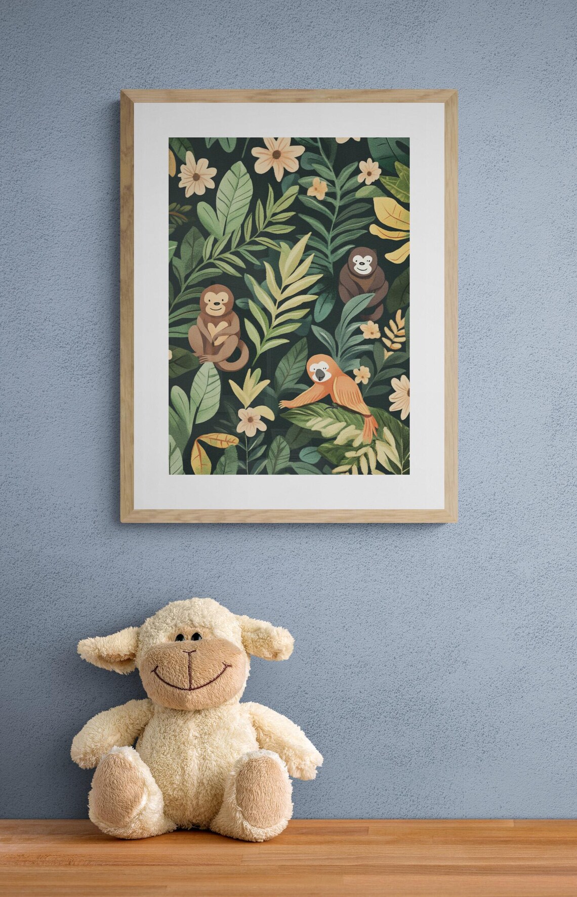 Rainforest Friends Monkeys Sloth Tropical Jungle Leaf Nursery Wall Art Print - Image 2