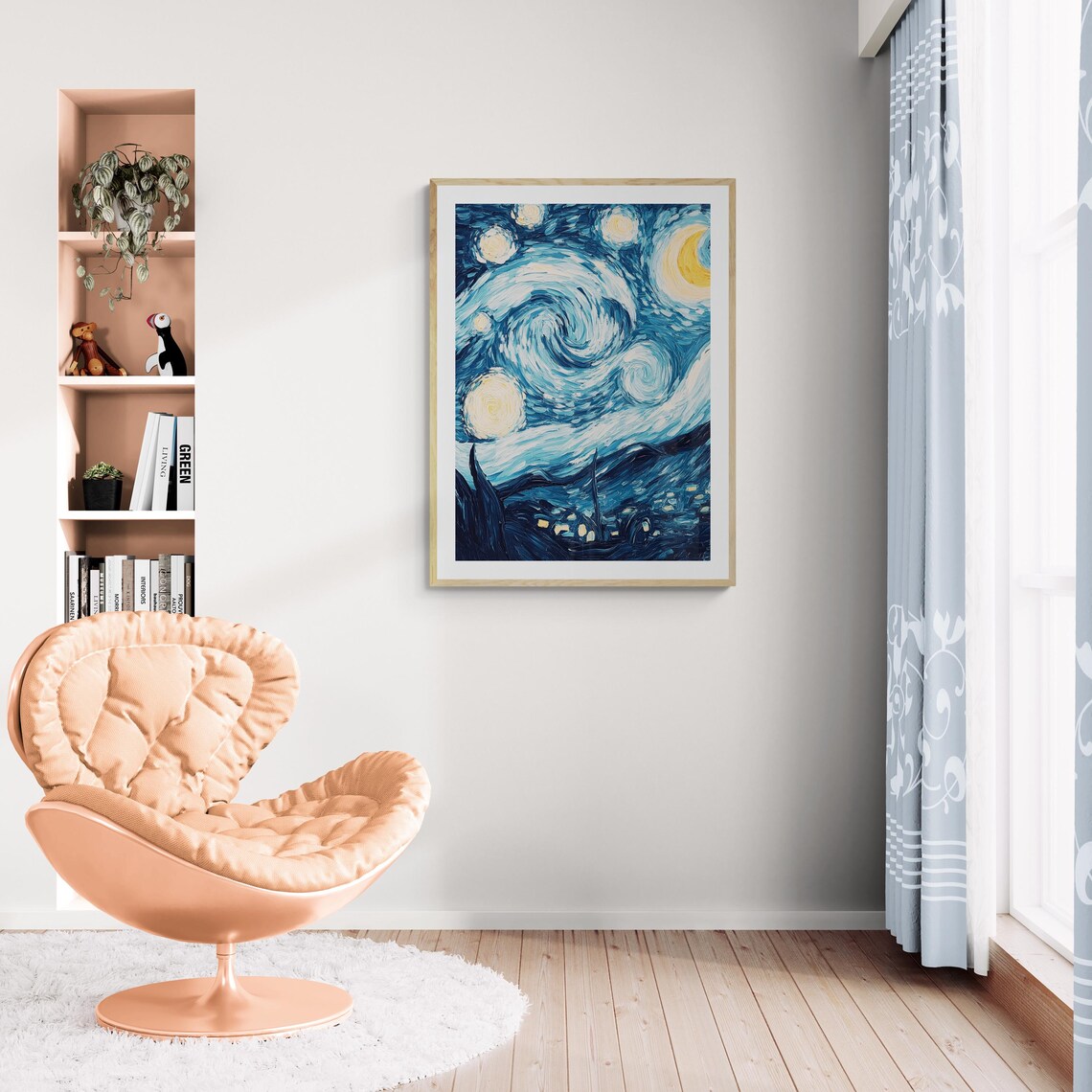Starry Night Inspired Swirling Night Sky Stars Moon Van Gogh Art Print - Image 3